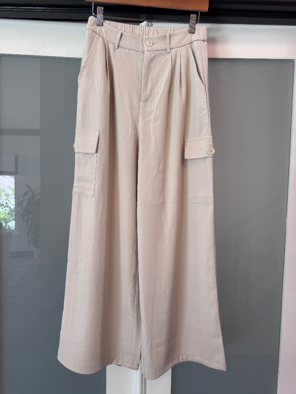 Dokotoo Khaki Wide Leg Cargo Trouser- Small